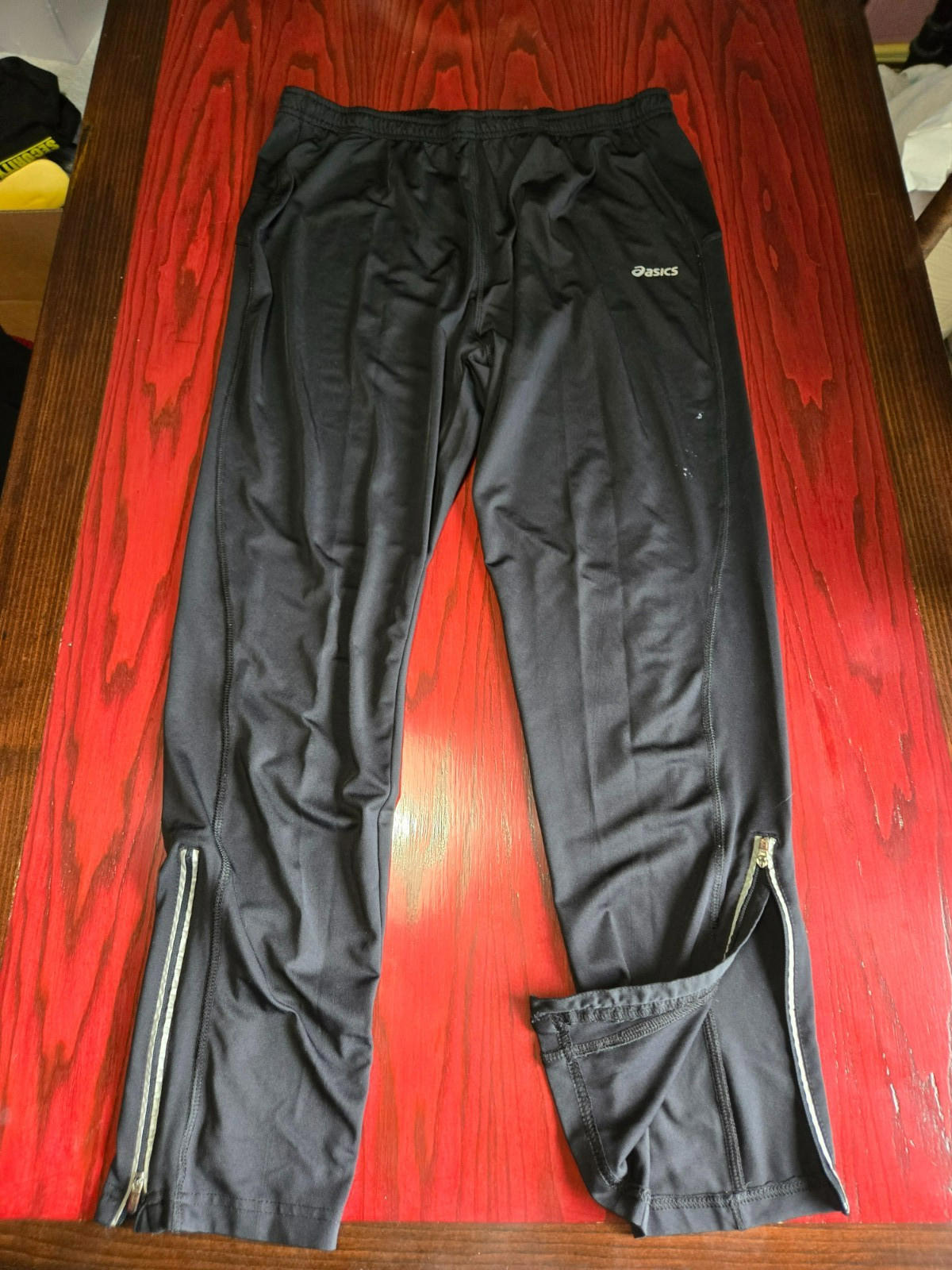 ASICS Cabrillo Track Pants XL Black Zip Ankle Relaxed Fit Athletic Joggers
