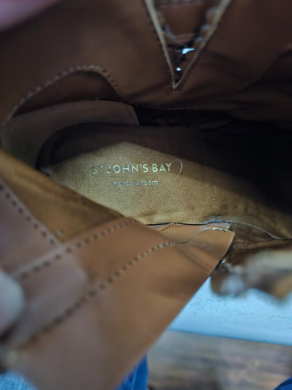 St. John’s Bay Tan Suede Ankle Booties Western Stacked Heel Zip Boot