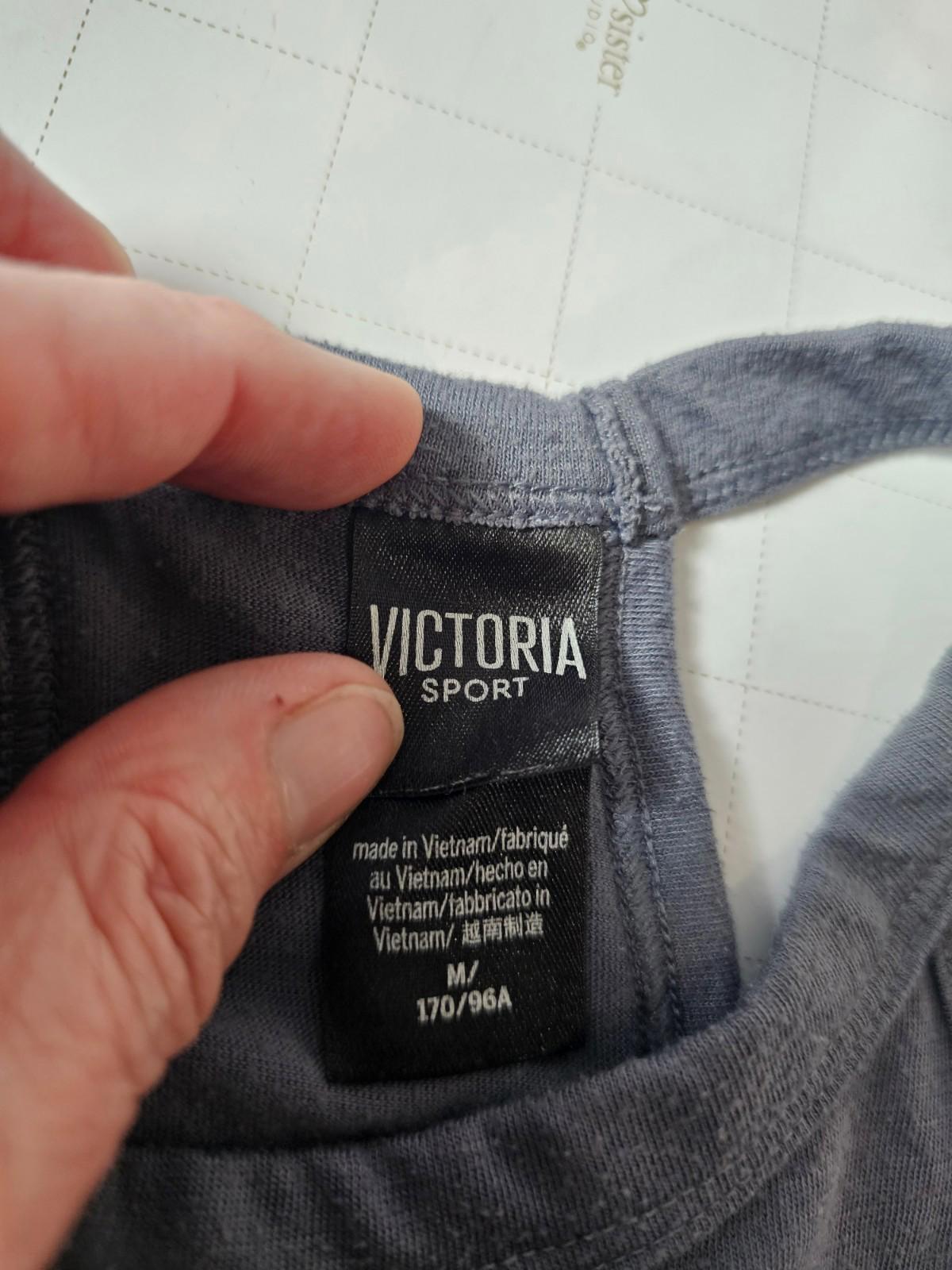 Victoria Sport Women’s High-Neck Tank Top Gray Cutout Back Size Medium