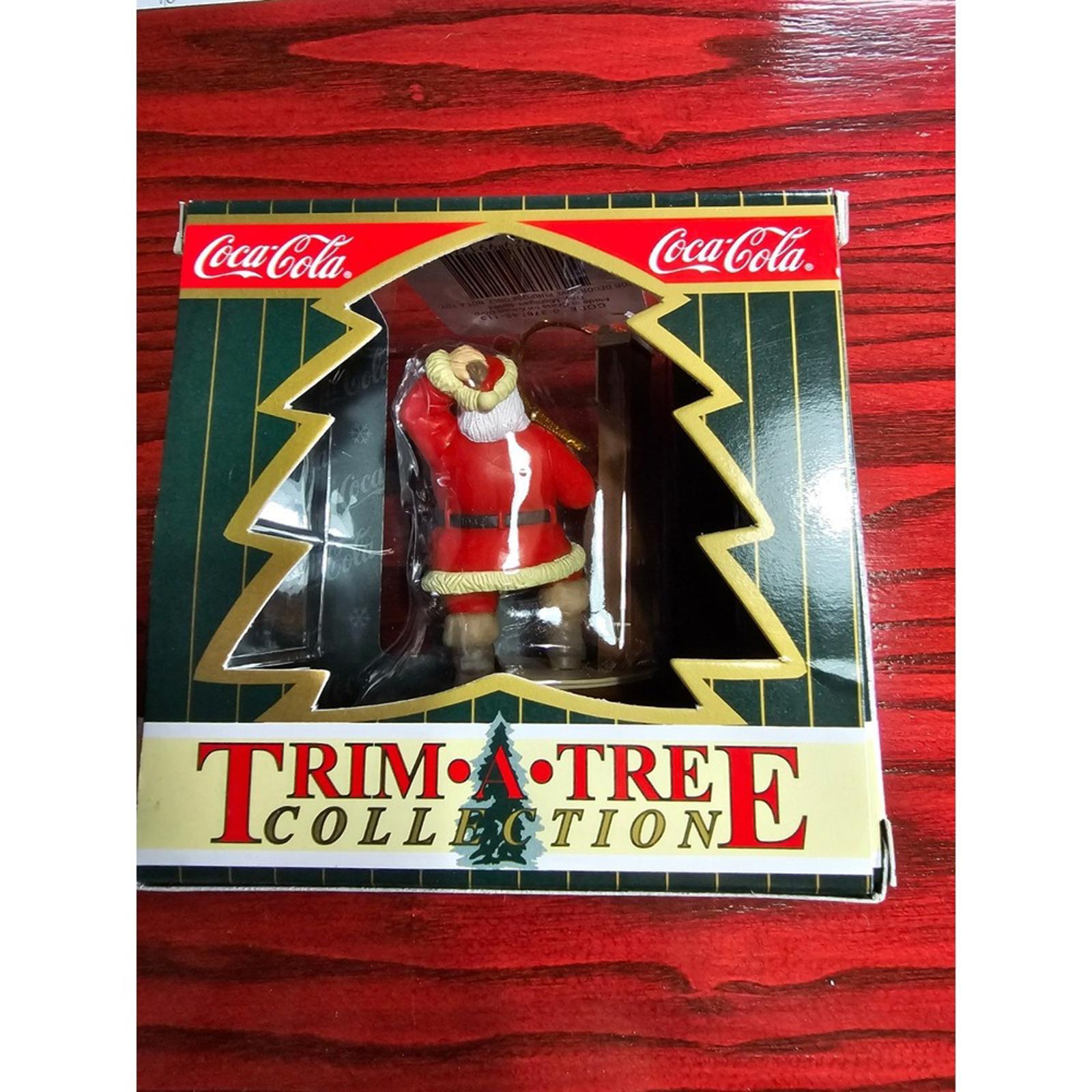 Vintage 1999 Coca Cola Trim A Tree Santa With Clock Ornament In Box