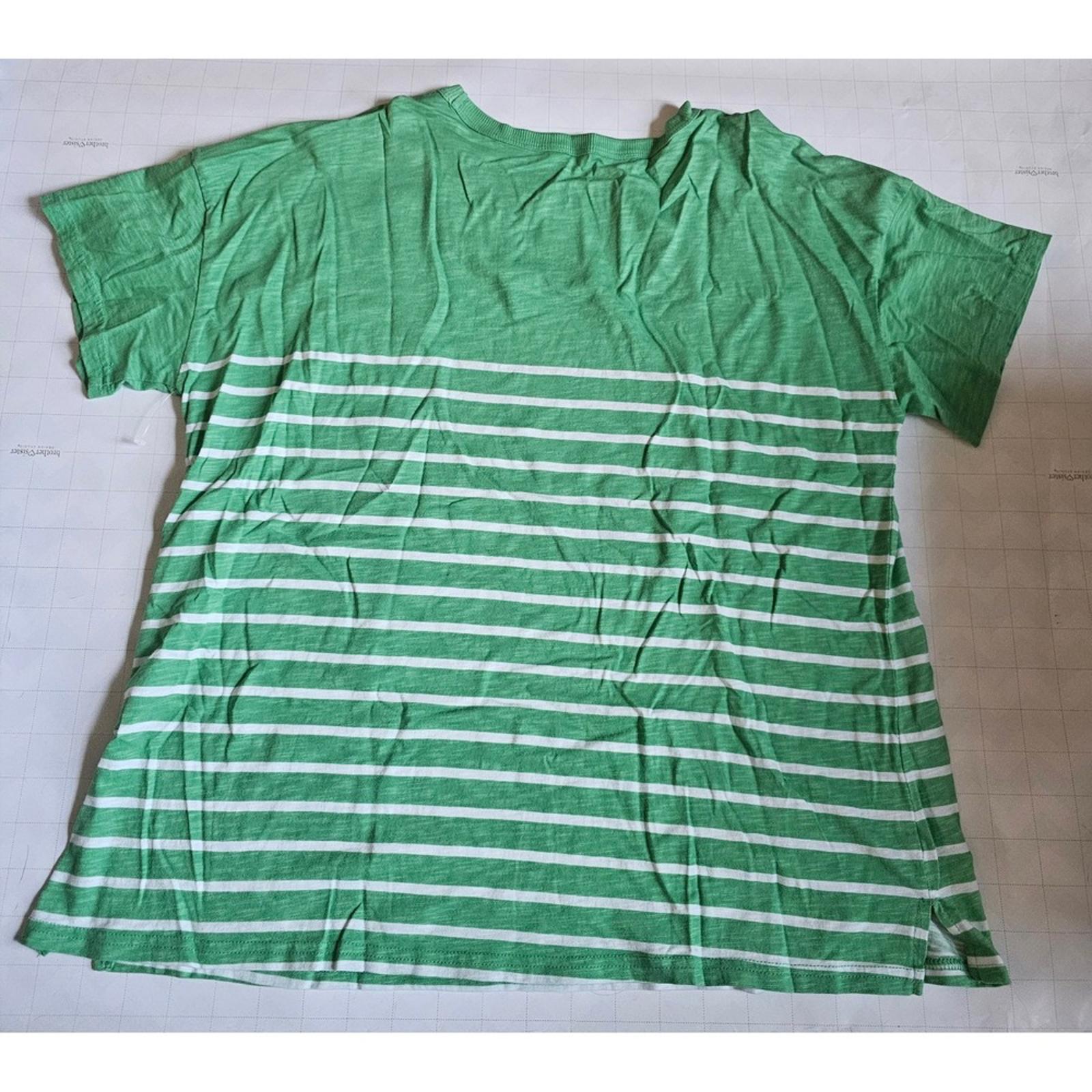 24/7 Green White Striped Short Sleeve T Shirt Women’s XL Casual