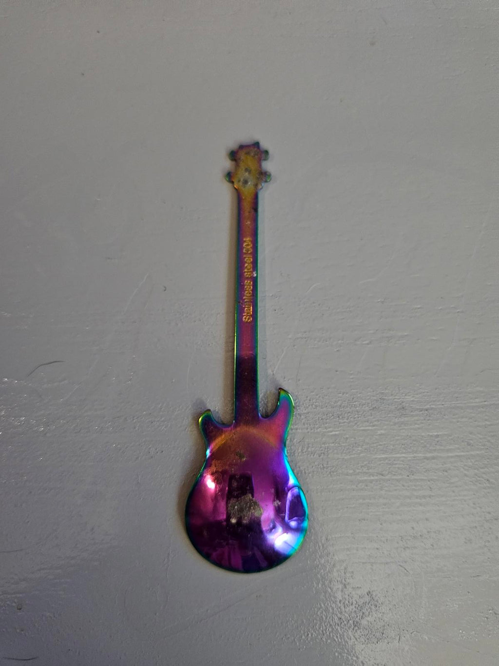 Rainbow Guitar Spoon Stainless Steel Iridescent Rock Star Vibes