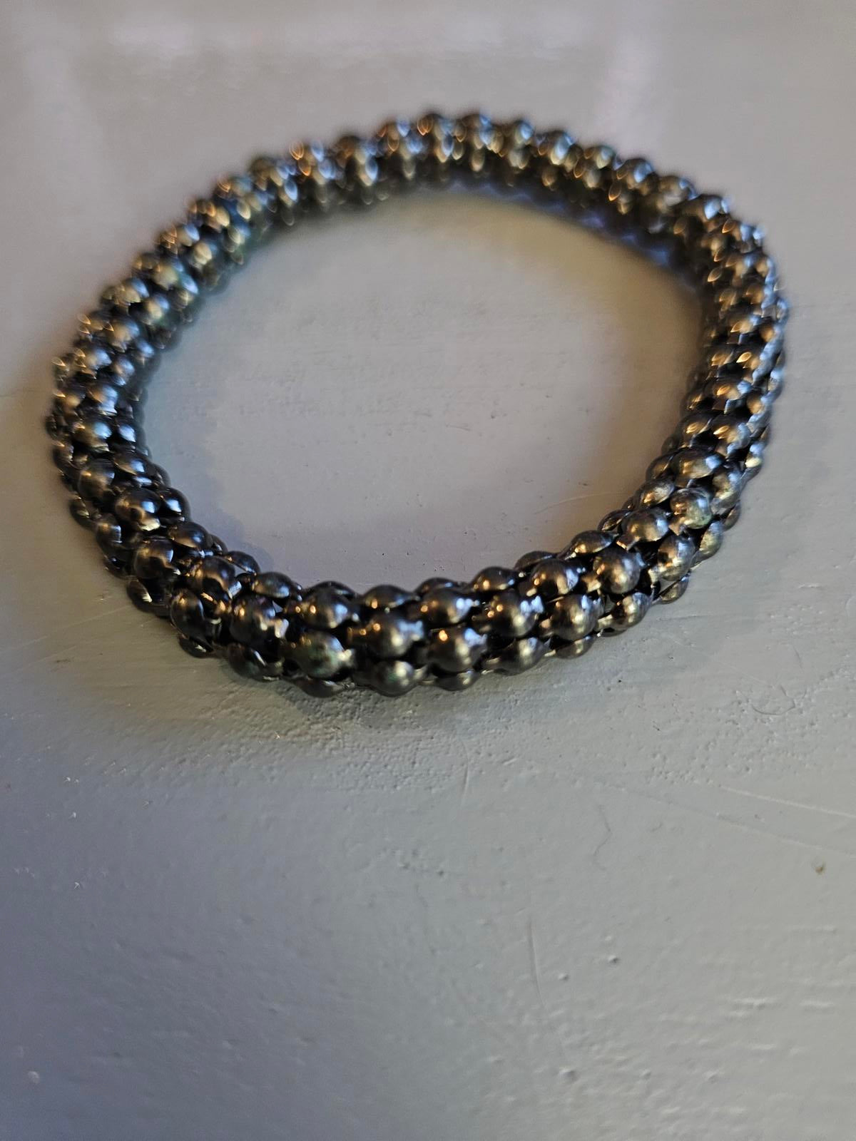 Gunmetal Coil Bracelet Solid Metal Industrial Bangle