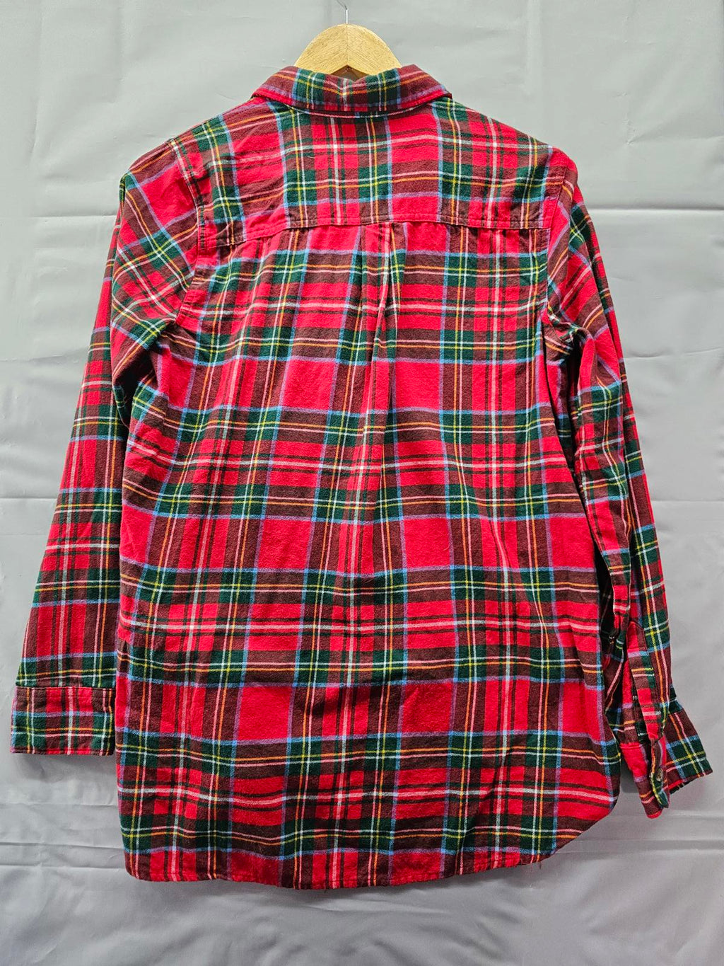Old Navy Red Plaid Flannel Tunic Shirt Long Sleeve Button Front Women's Medium