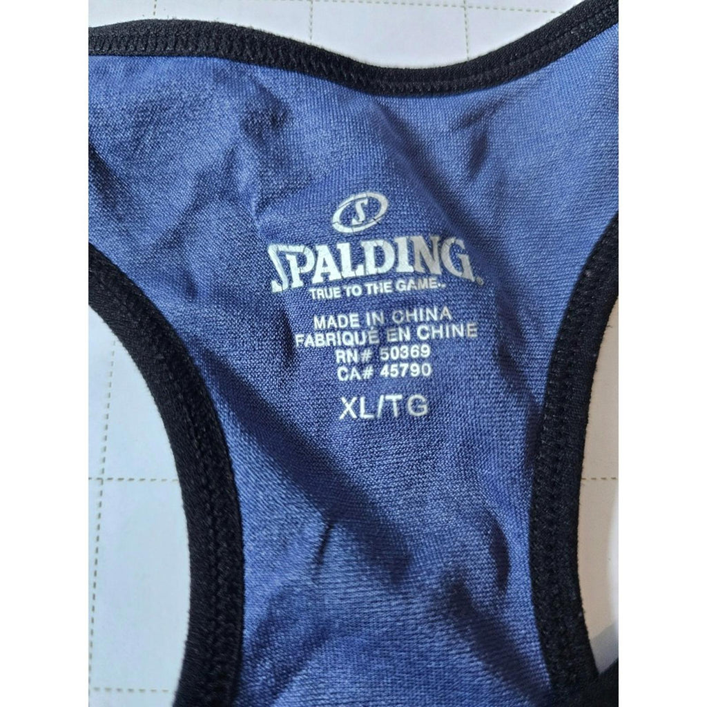 Spalding Womens Sports Bra XL Blue Black Striped Racerback Activewear