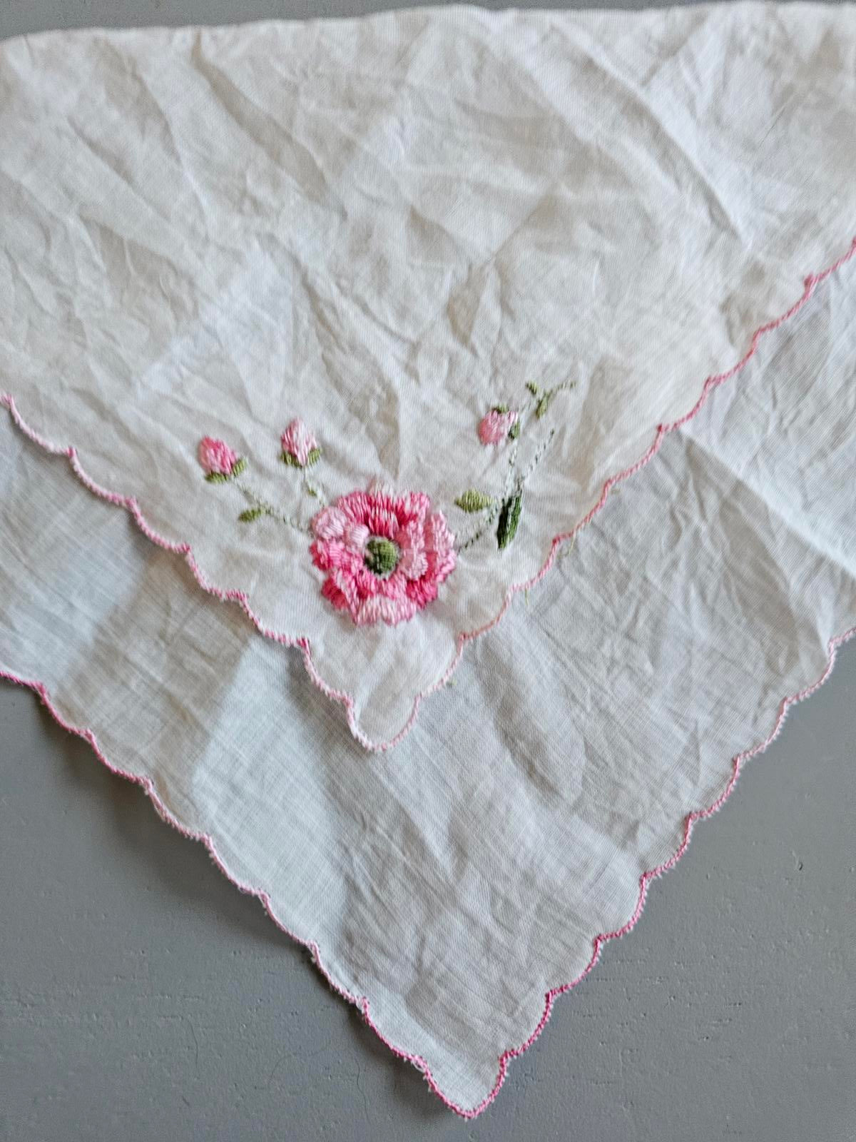 Delightfully Dainty Hand Embroidered Floral Cloth