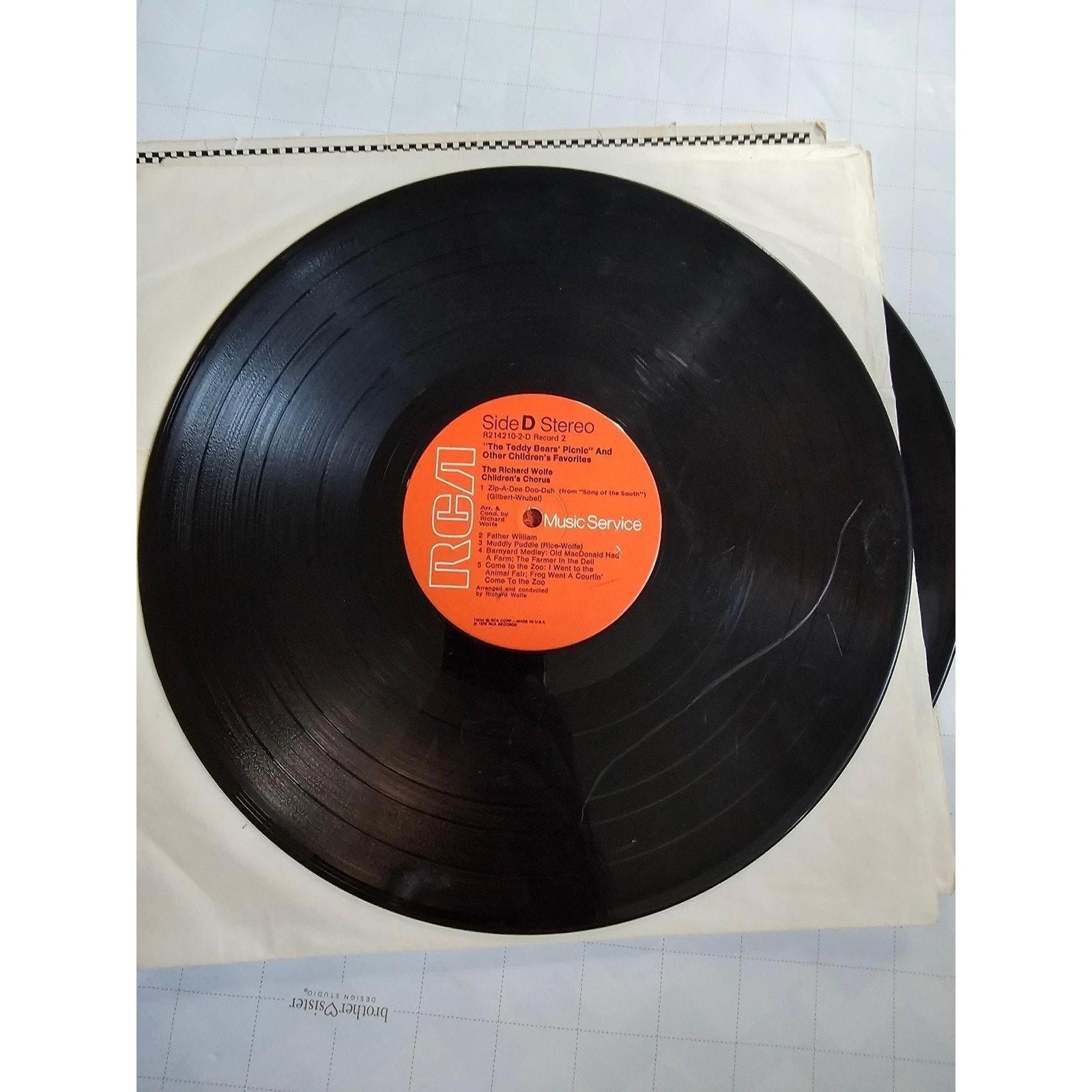 Vintage RCA The Teddy Bears Picnic Childrens Music Records 4 Album Set - good-g-