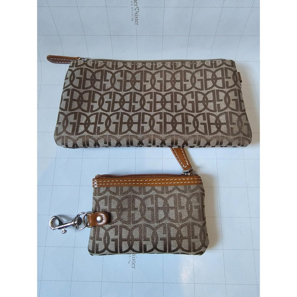 Giani Bernini Brown & Tan Wallet and Keychain Pouch Duo