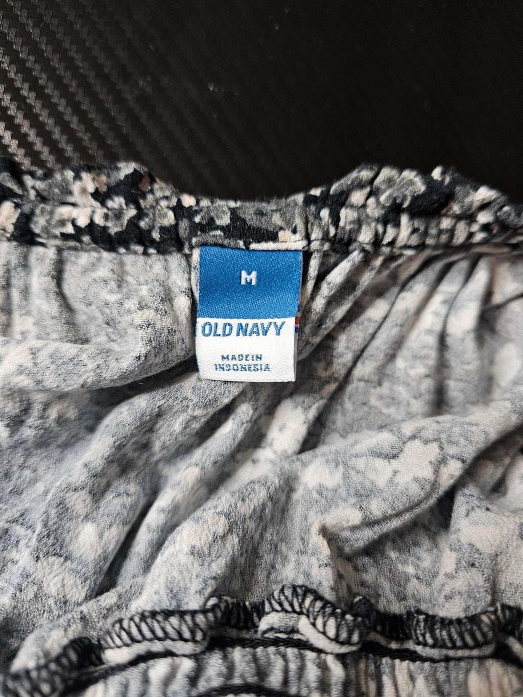 Old Navy Women's Black White Floral Off Shoulder Blouse M