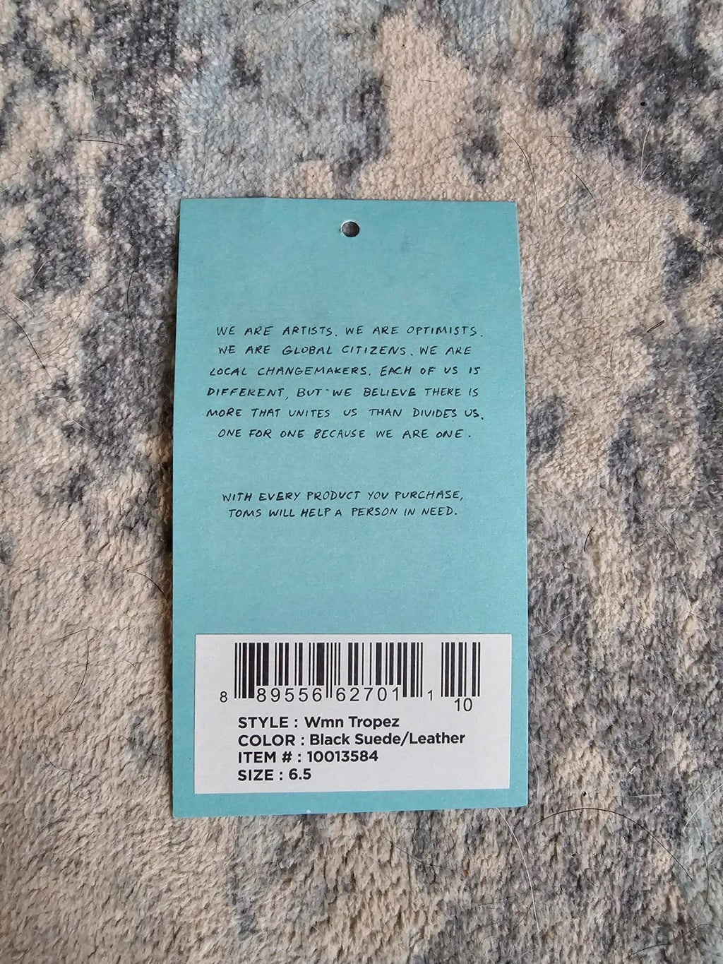 TOMS Womens Tropez Wedge Sandals Black Suede Leather Size 6.5