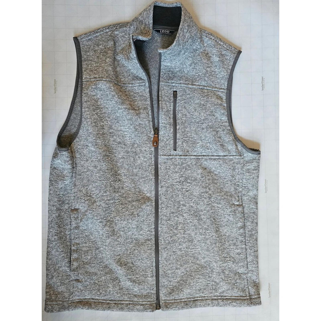IZOD Mens Gray Vest Zip Up Cozy Layering Essential