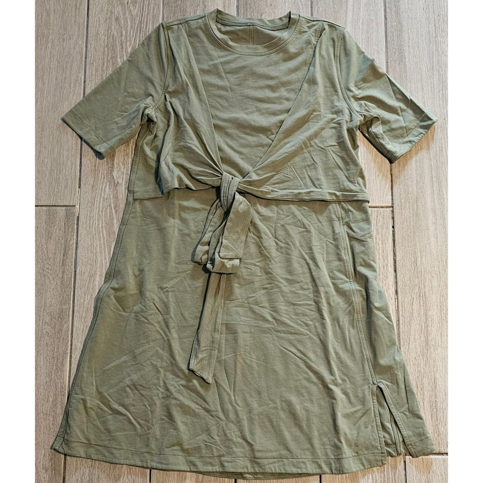 Lululemon Olive Green Tie Front TShirt Dress Size M