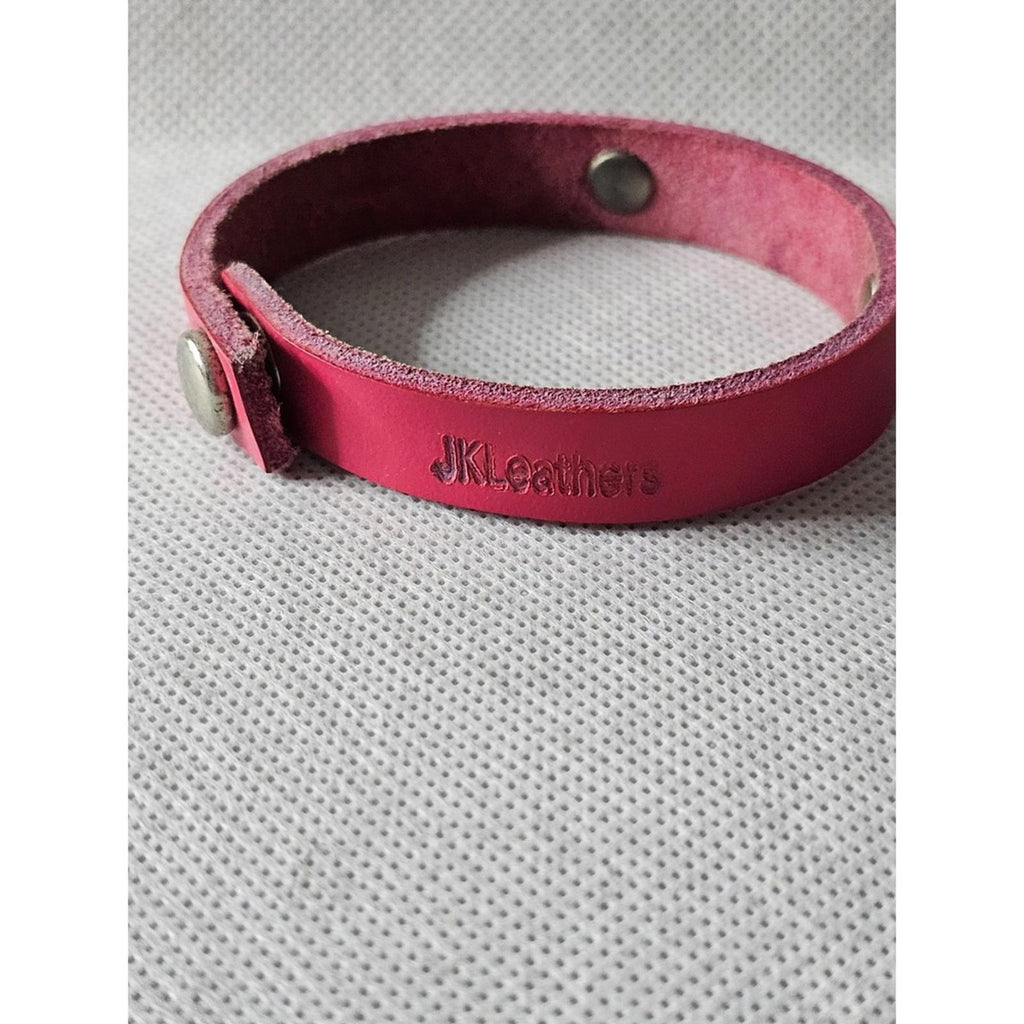 Pink Leather “Hope” Bracelet JKLeathers Adjustable Snap Cuff