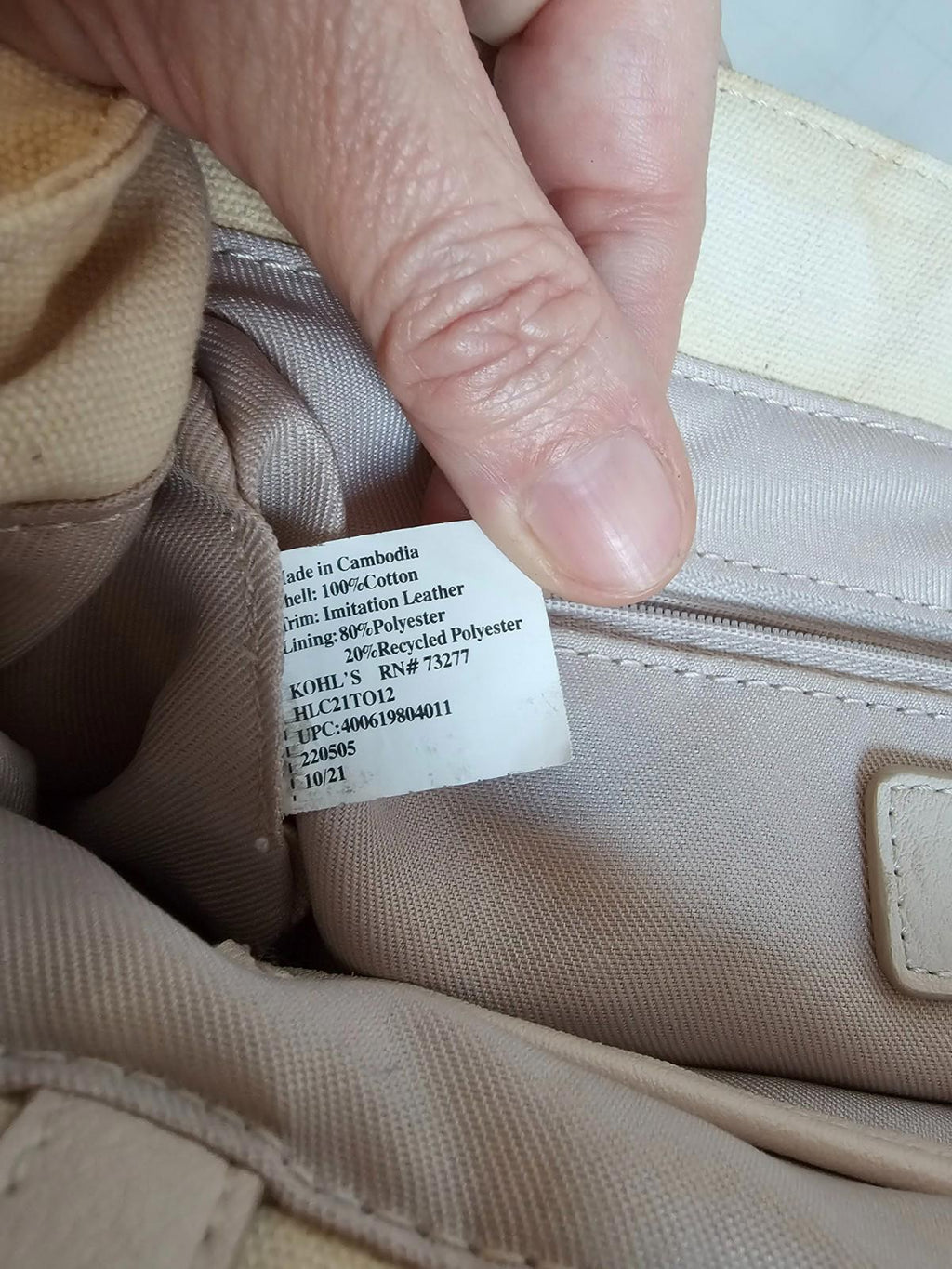 LC Lauren Conrad Canvas Tote Bag Faces Print Beige Cream Tan Purse Kohl’s