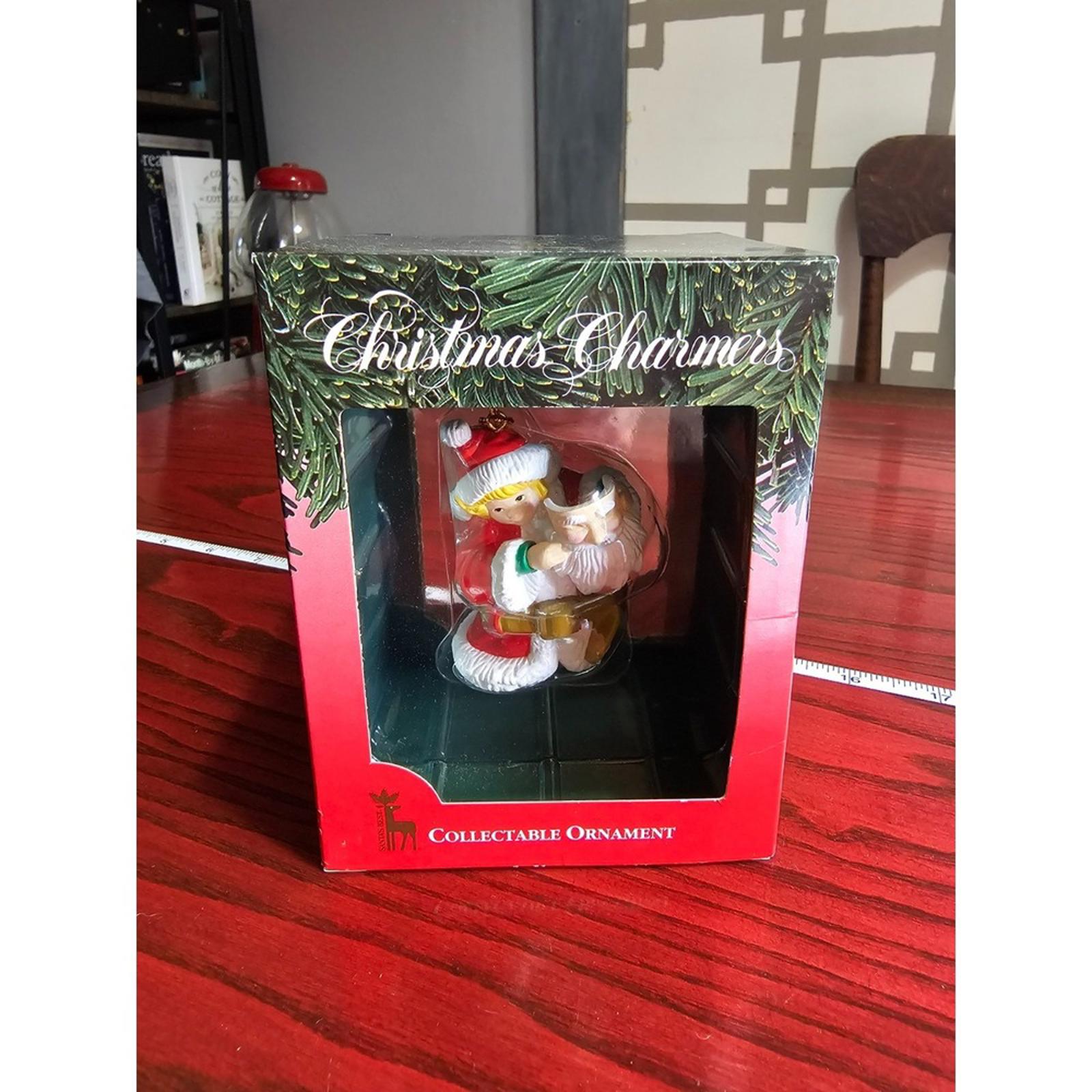 Santa's Best Christmas Charmers 1991 Ornament Kid Rocking a Santa Mask