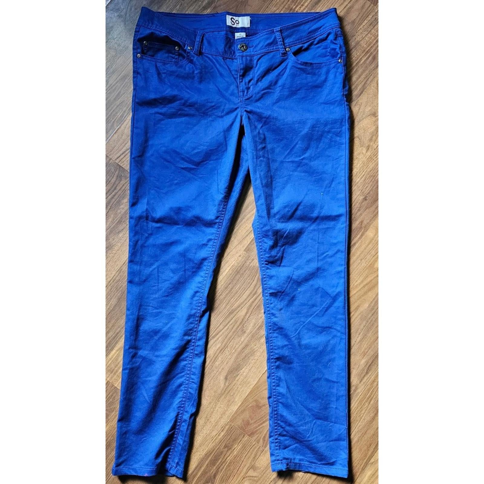 SO Electric Blue Skinny Jeans Size 17 Stretch Bold Statement Denim