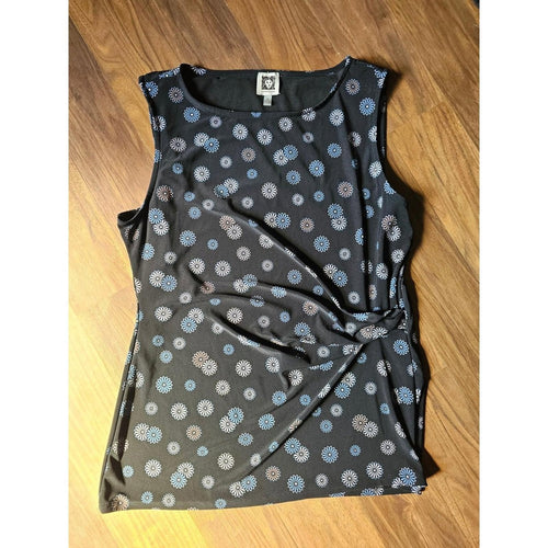 Anne Klein Black Floral Sleeveless Blouse Womens Medium