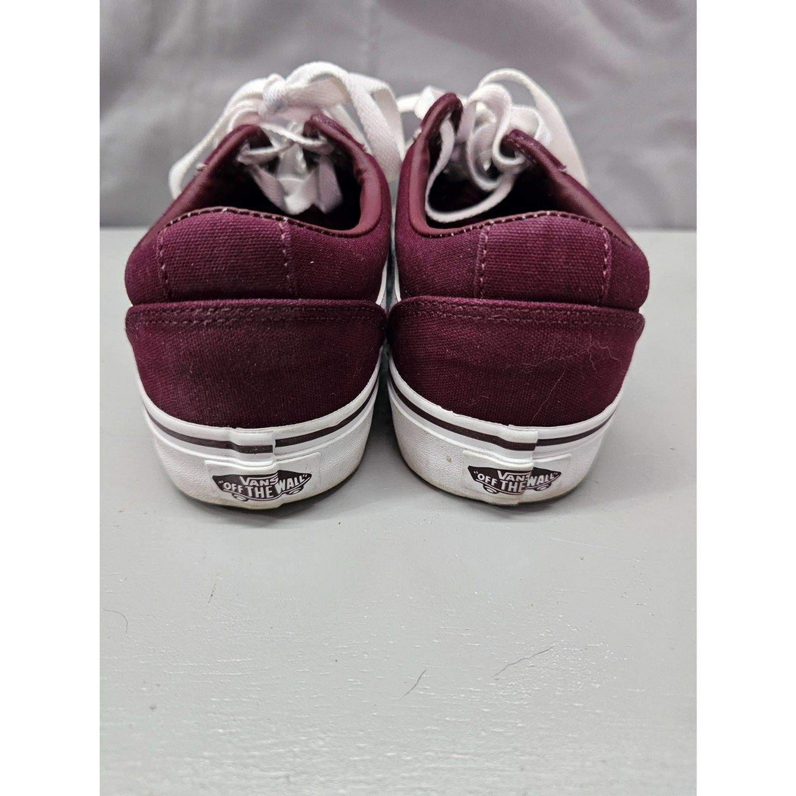 Vans Old Skool Burgundy Canvas Sneakers Women’s 6.5 White Stripe Classic Shoes