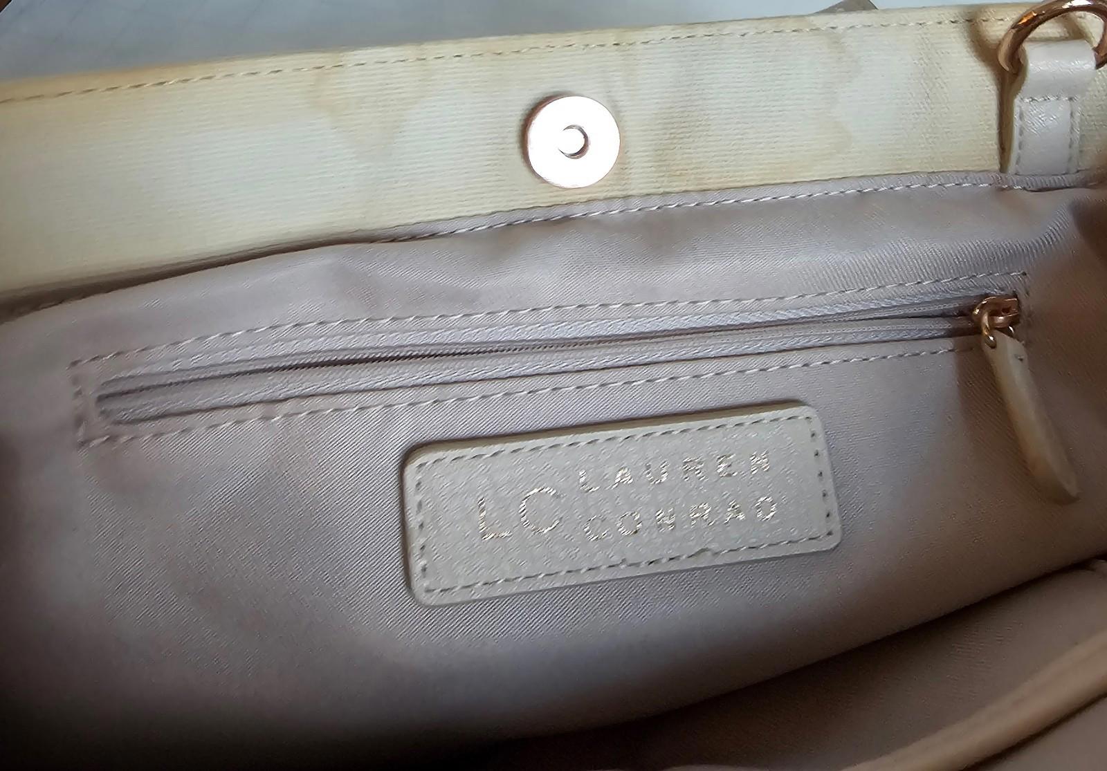 LC Lauren Conrad Canvas Tote Bag Faces Print Beige Cream Tan Purse Kohl’s