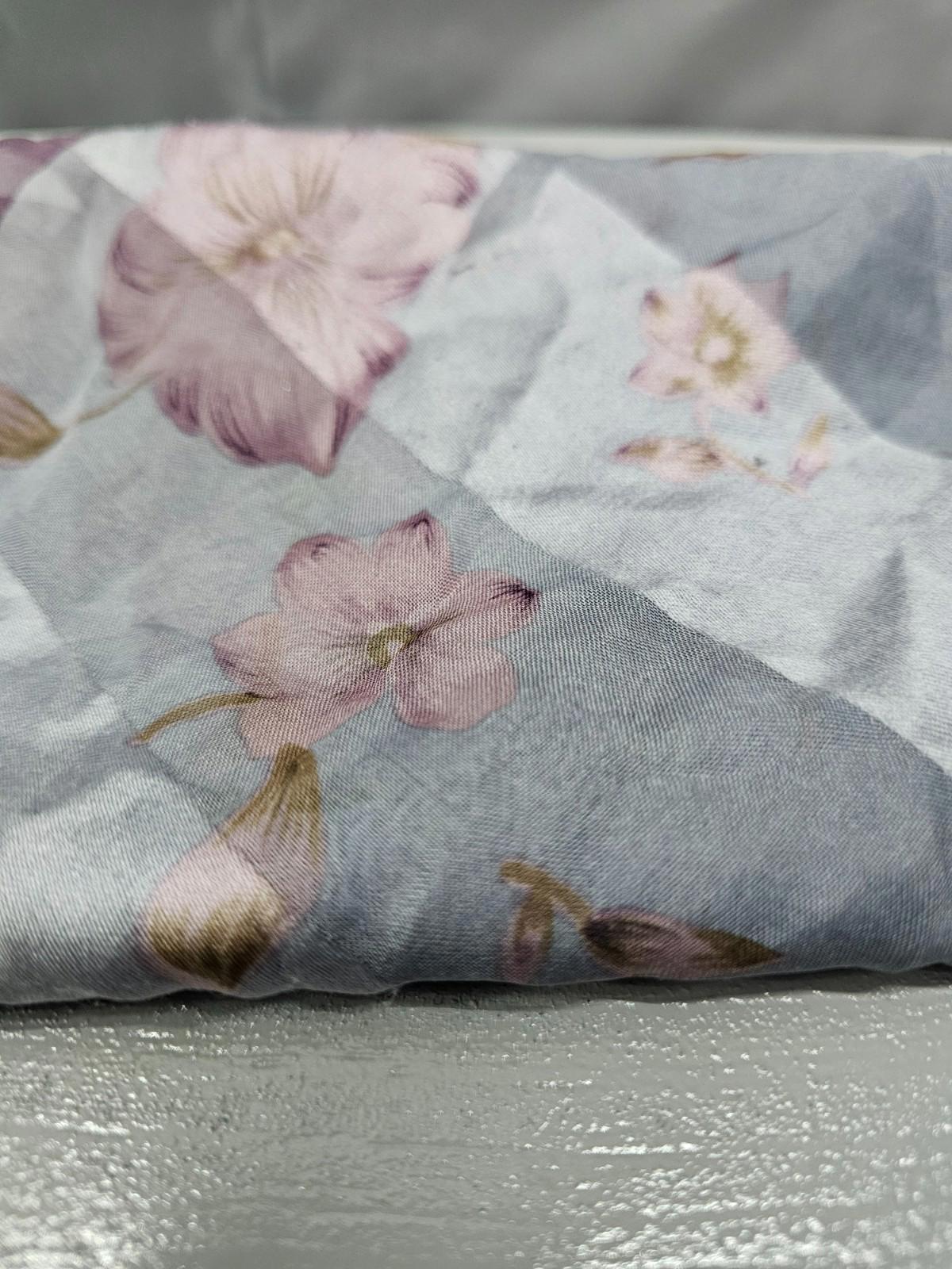 Vintage Lilac Floral Sheer Head Scarf Soft Pastel Square Shawl