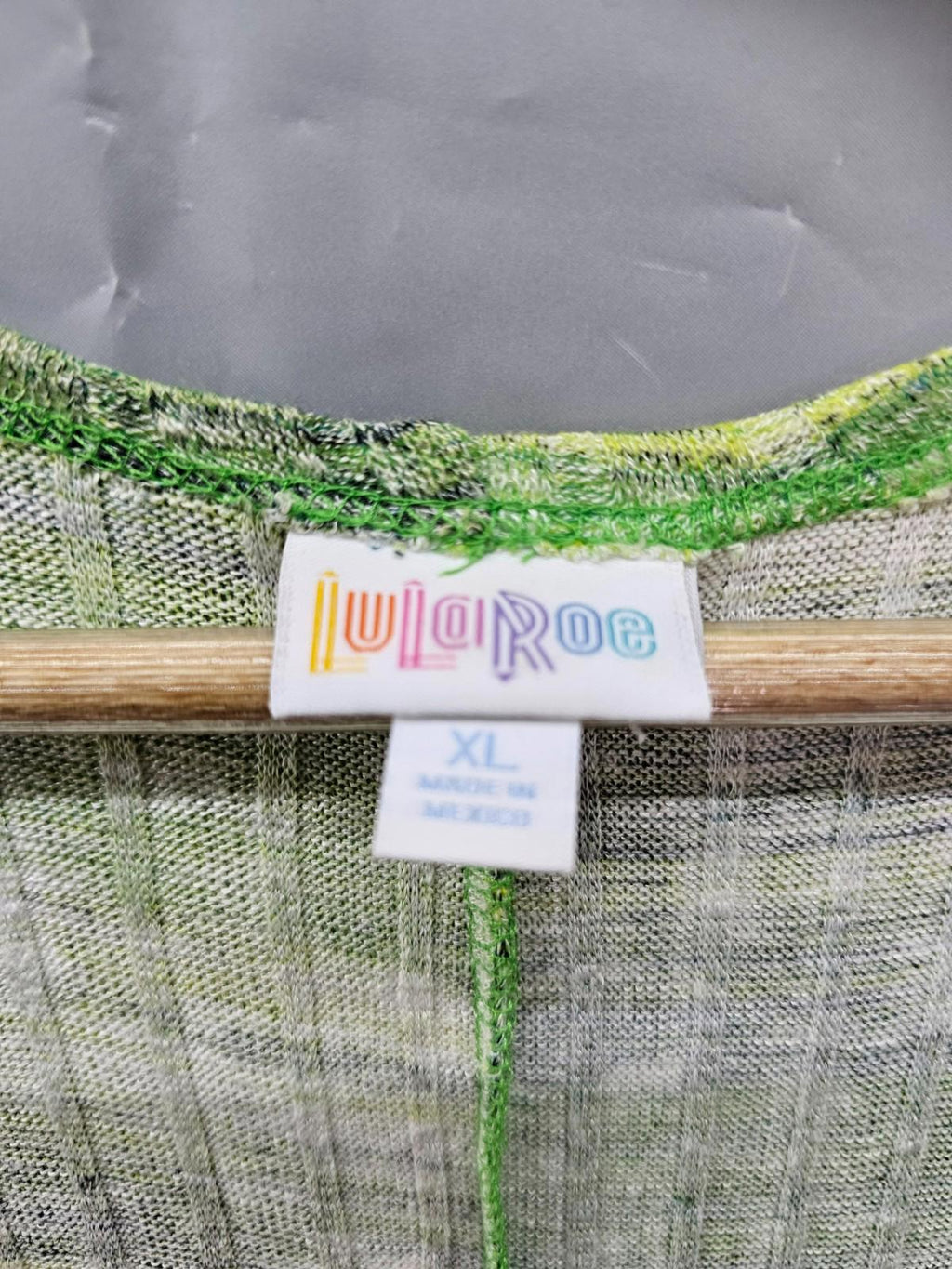 LuLaRoe Long Duster Vest Green & Yellow Striped Open Front Women’s XL