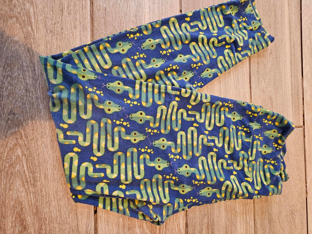 Lularoe OS Leggings Blue Green Snake Print Buttery Soft Reptile Pattern