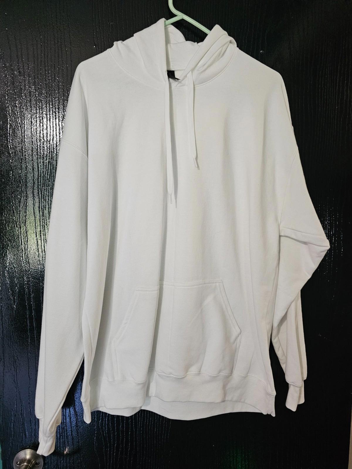 Gildan Softstyle White Hoodie L Midweight Pullover New