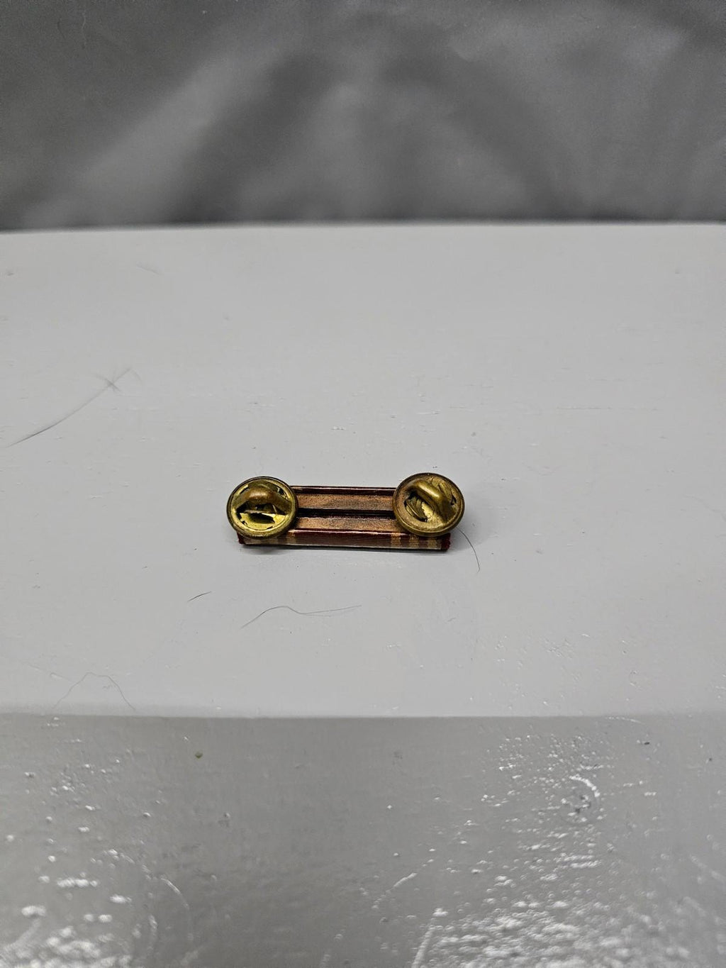 Vintage Military Ribbon Bar Pin Red with Gold Stripes Brass Backing