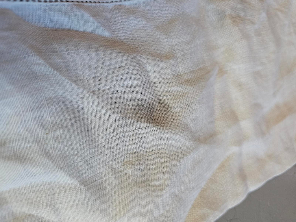 Vintage Linen Handkerchief with Crochet Lace Trim Antique Off White