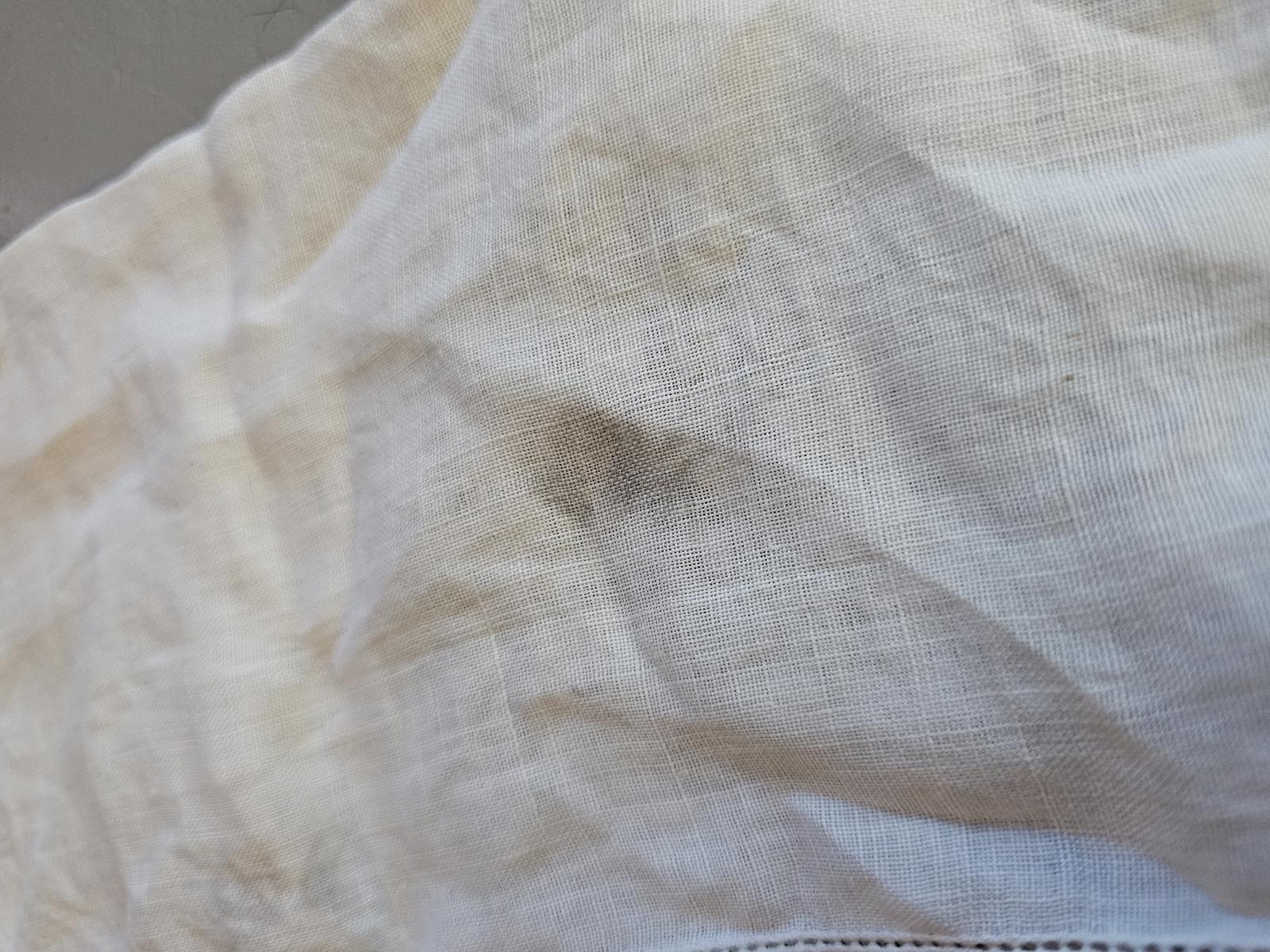 Vintage Linen Handkerchief with Crochet Lace Trim Antique Off White