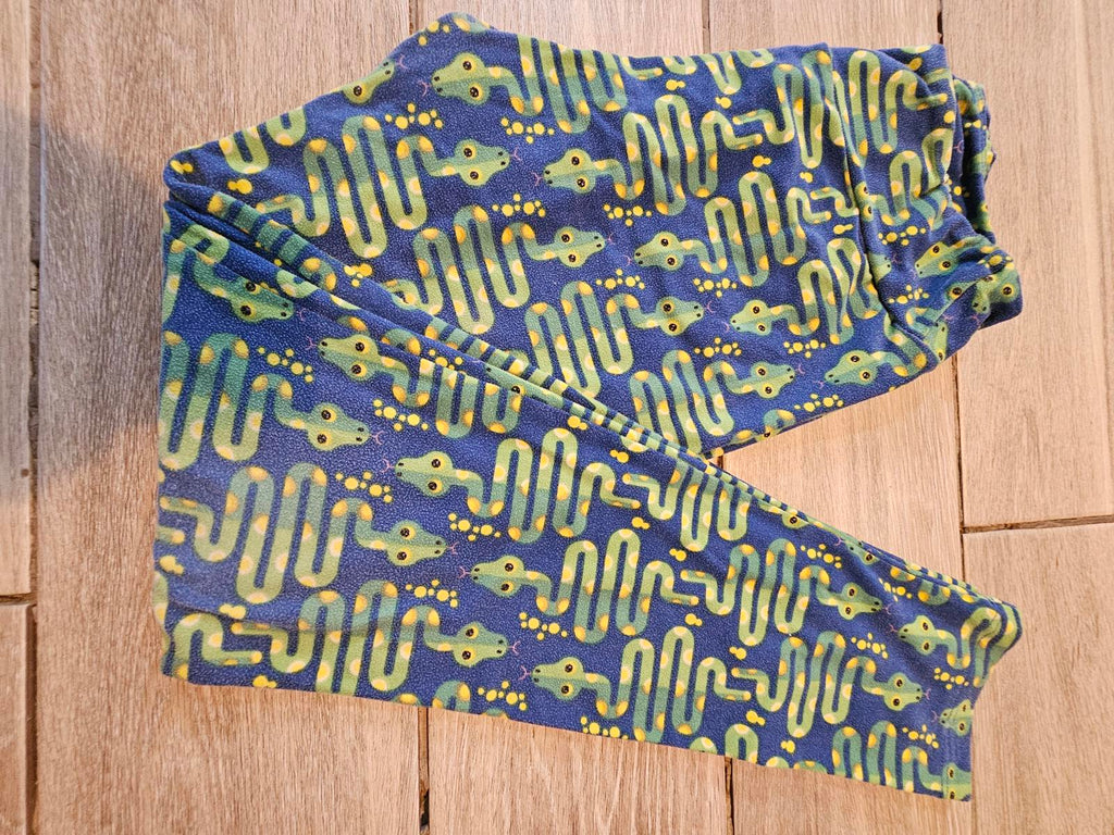 Lularoe OS Leggings Blue Green Snake Print Buttery Soft Reptile Pattern
