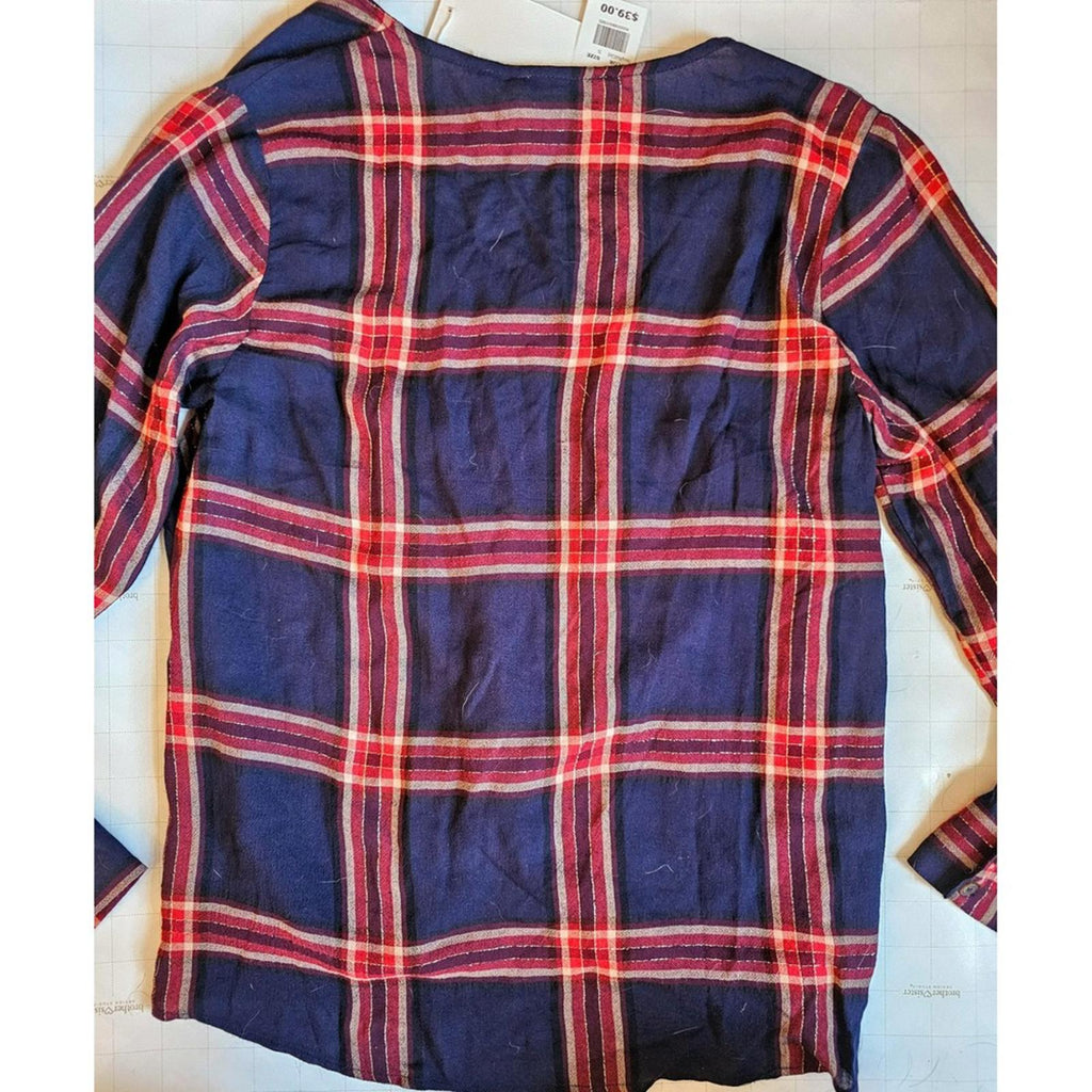 LUSH Women's Plaid Button Down Twist Front Shirt S NWT