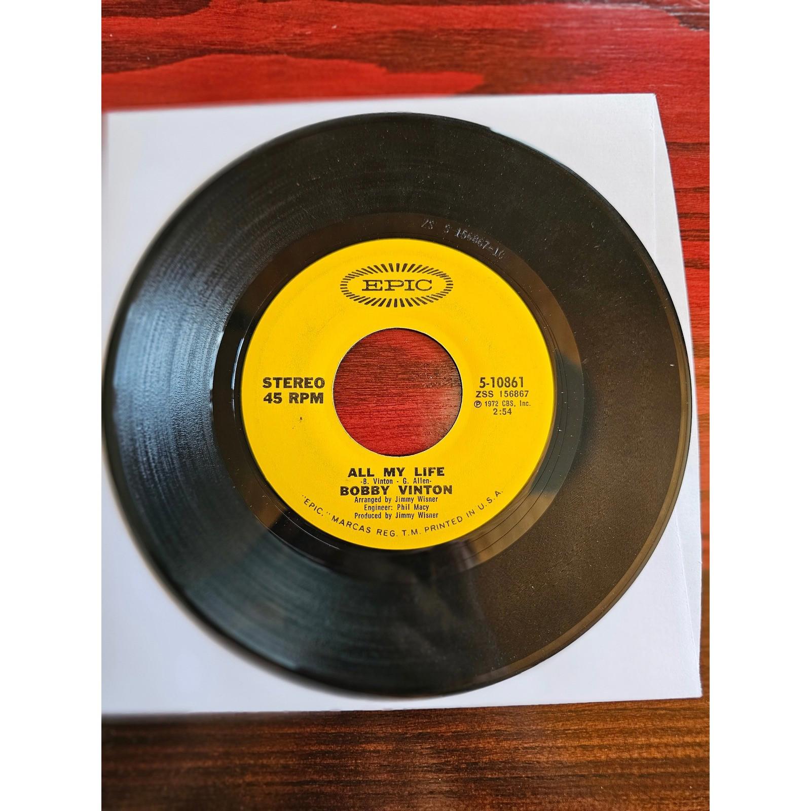 Bobby Vinton 45 RPM Record Epic 5-10861 All My Life Sealed With A Kiss