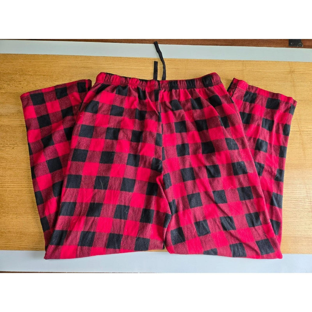Stafford Red Black Plaid Flannel Sleep Pants XL Elastic Waist Lounge