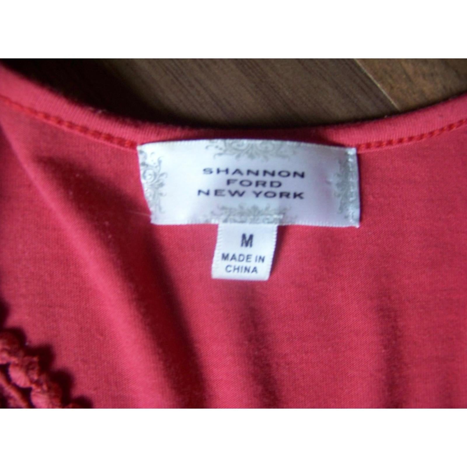 Shannon Ford NY Coral Lace Front Tunic Top Womens M Boho Chic