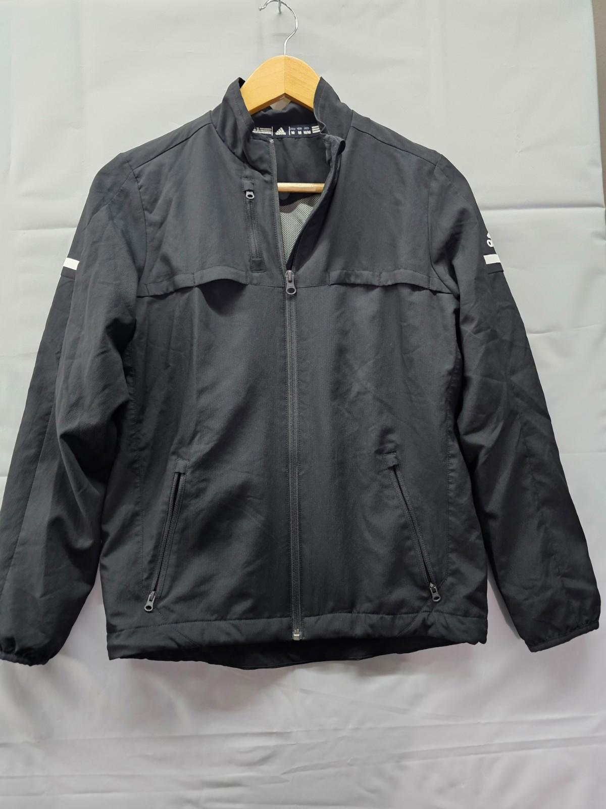 Adidas Black Full Zip Track Jacket Men's Medium Lightweight Mesh Lined Windbreak