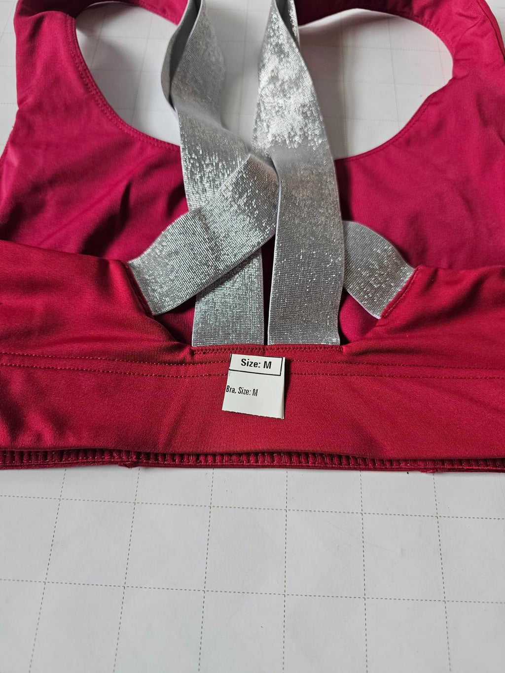 C9 Champion Sports Bra M Red Metallic Silver Crossback Straps