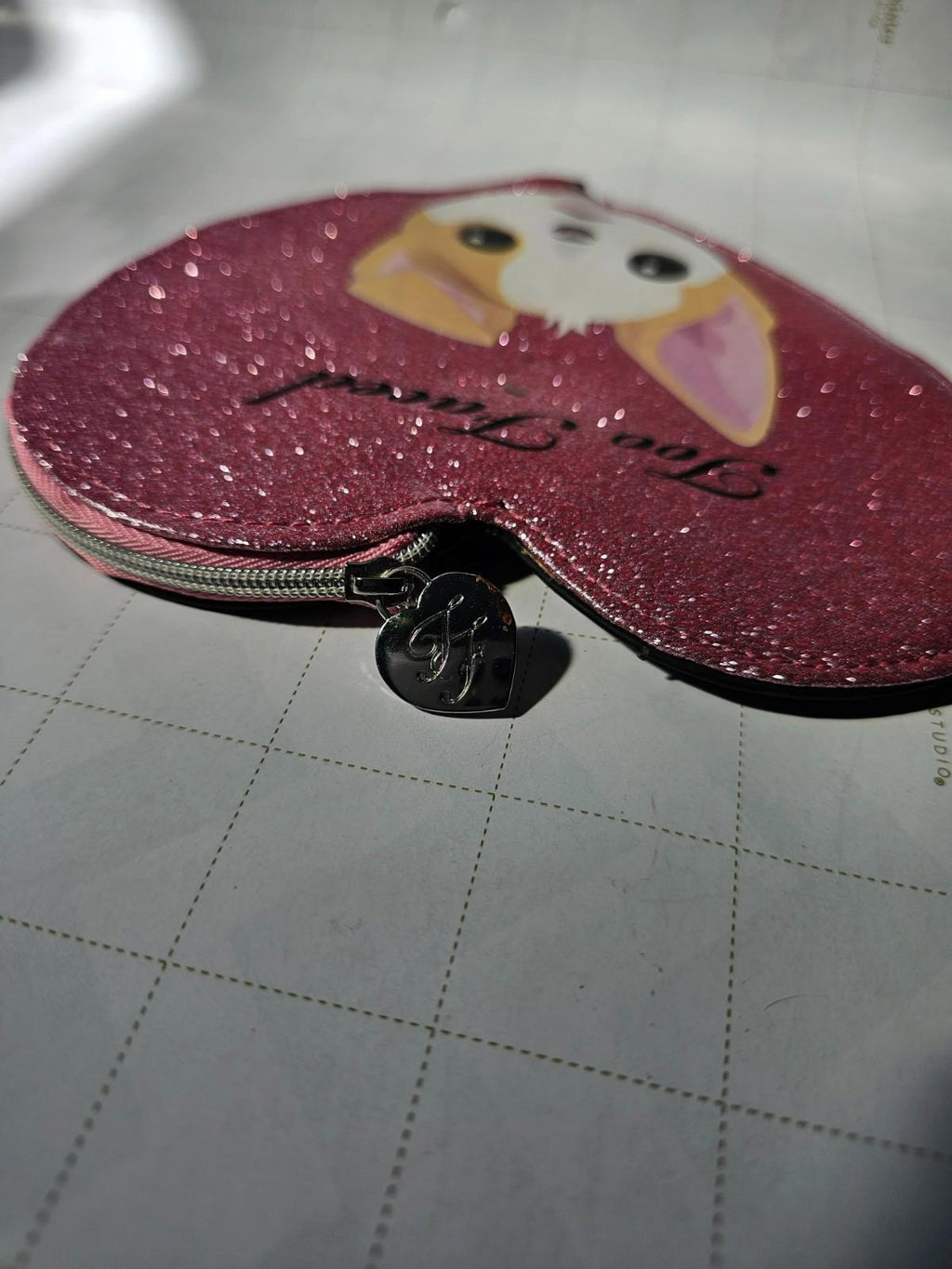 Too Faced Heart-Shaped Cosmetic Bag - Pink Sparkle & Cat Charm