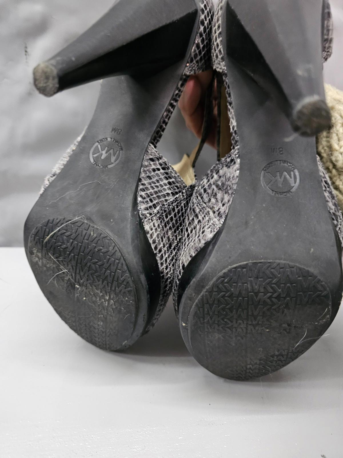 Michael Kors Snakeskin Peep Toe Heels Size 8M Fierce Party Pumps