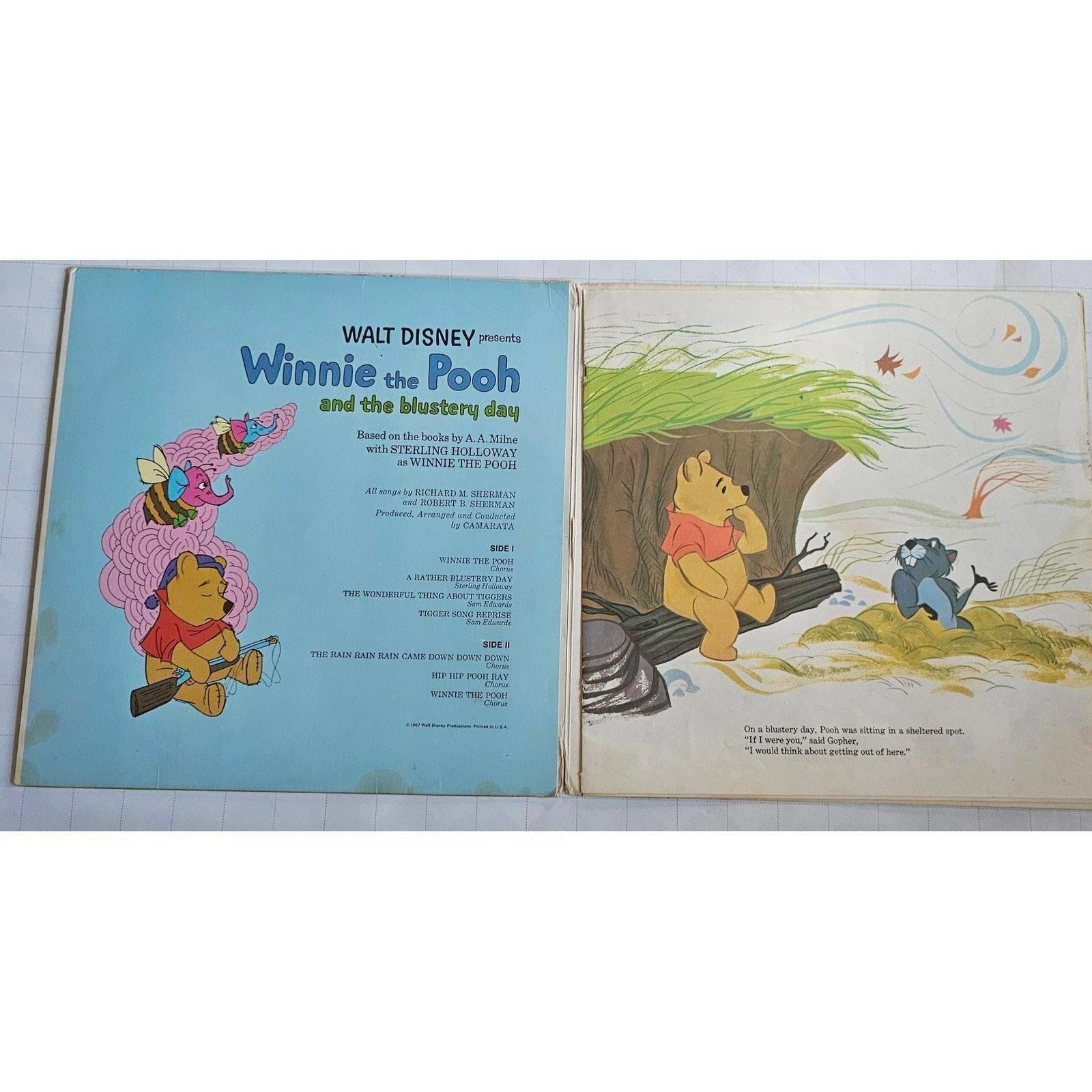 Walt Disney Presents Winnie the Pooh Blustery Day Vinyl Record & Book 3953 - good-g-