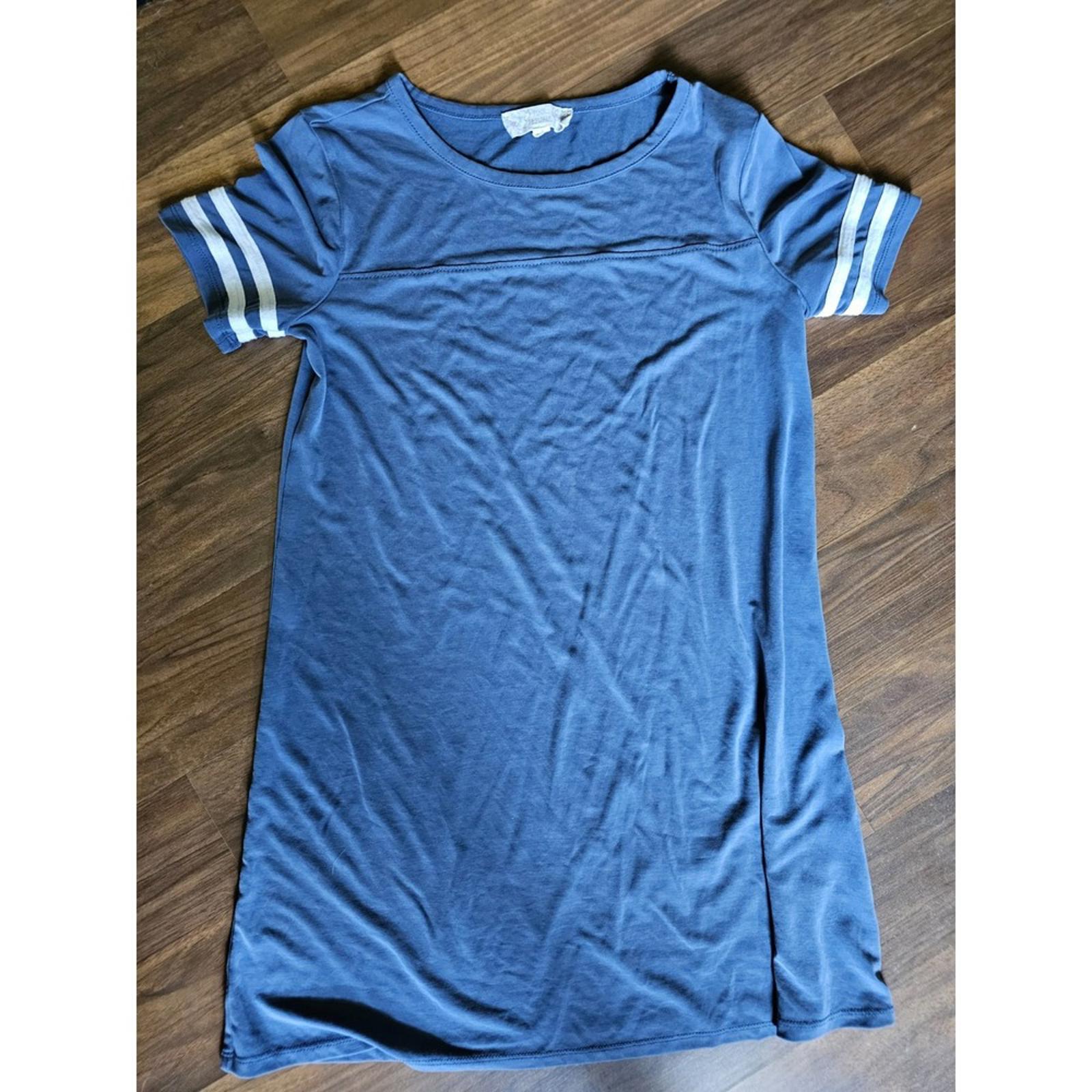 Pink Republic Blue T Shirt Dress Small Striped Sleeve Casual Tee Dress
