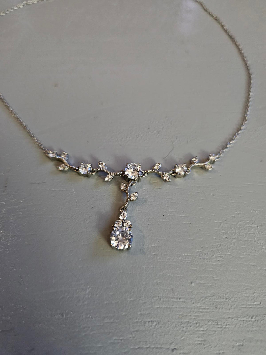 Silver Rhinestone Drop Necklace Broken Clasp Fixer Upper Sparkle Project