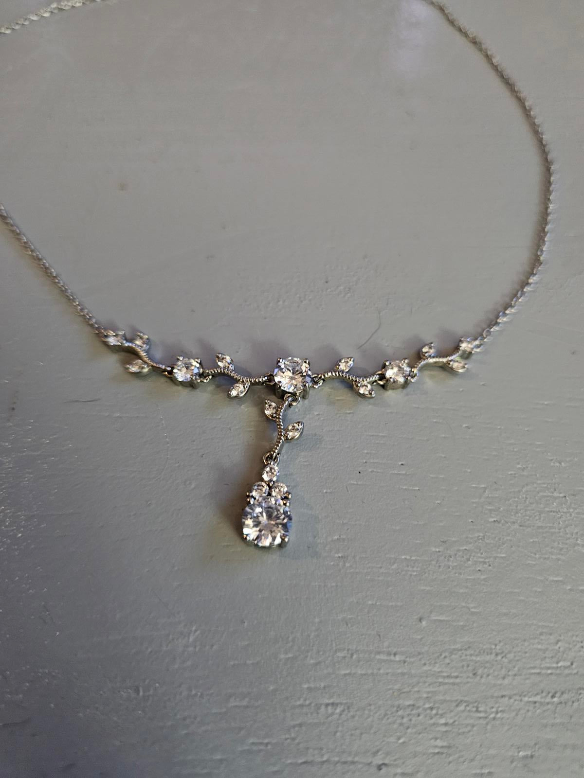 Silver Rhinestone Drop Necklace Broken Clasp Fixer Upper Sparkle Project