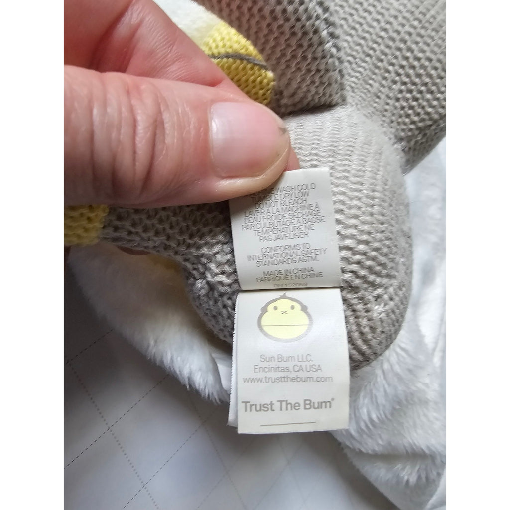 Baby Bum Sun Bum Knit Monkey Lovey Plush Security Blanket Yellow Gray White