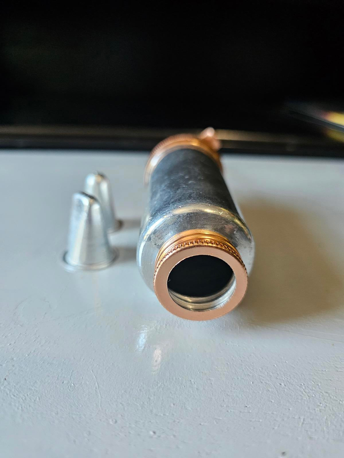 Vintage Metal Icing Syringe with 2 Tips – Copper Accents – Cake Decorating Tool