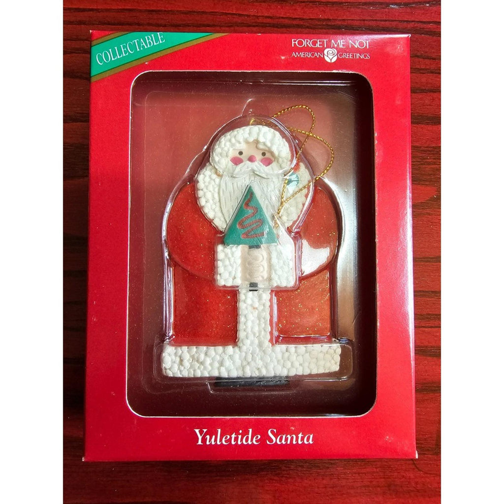 Vintage American Greetings Yuletide Santa Ornament Forget Me Not