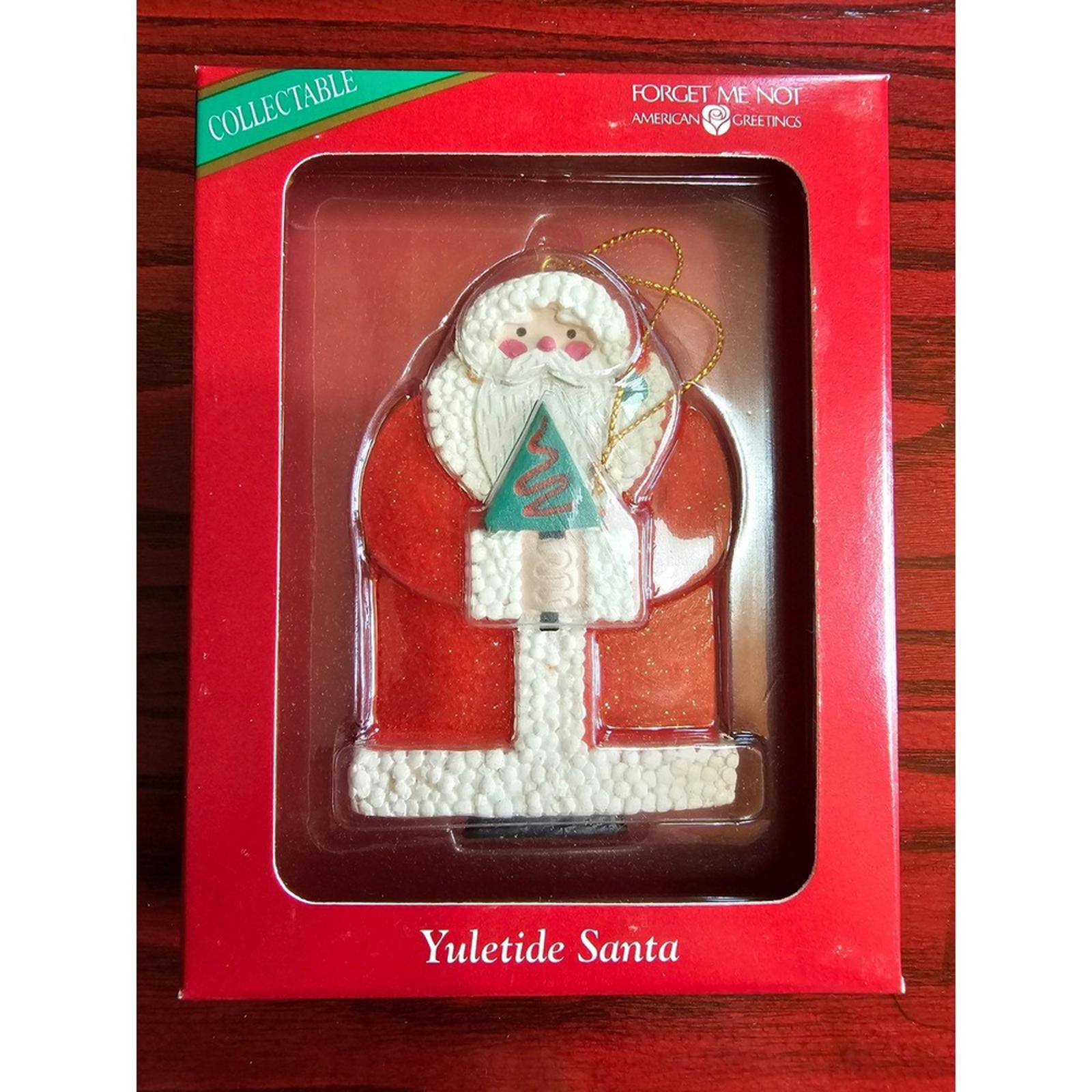 Vintage American Greetings Yuletide Santa Ornament Forget Me Not