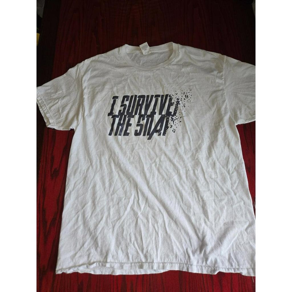 Hanes I Survived The Snap Custom Shirt L White Avengers Tee Used