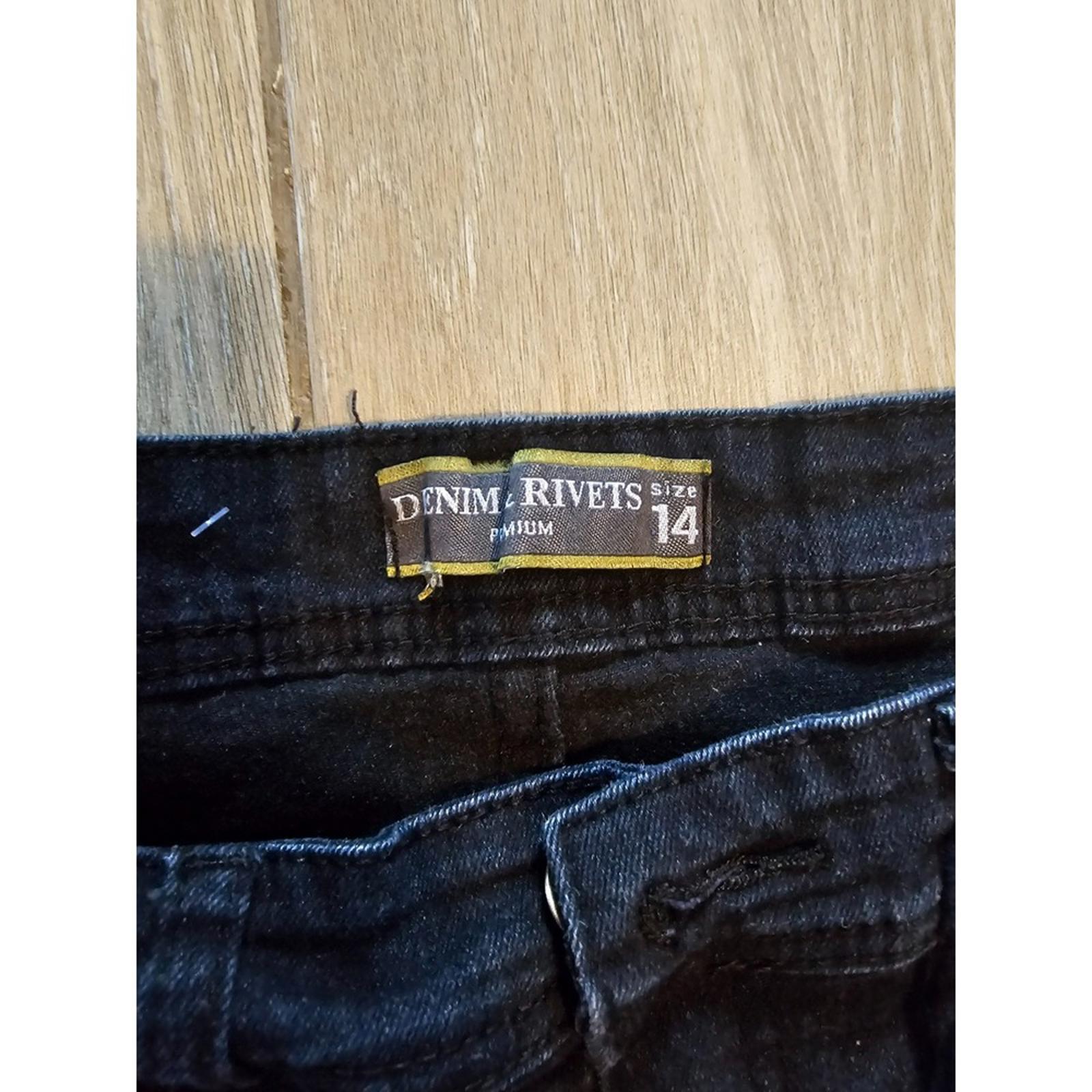 Denim and Rivets Black Moto Cargo Jeans Youth 14 Skinny Streetwear