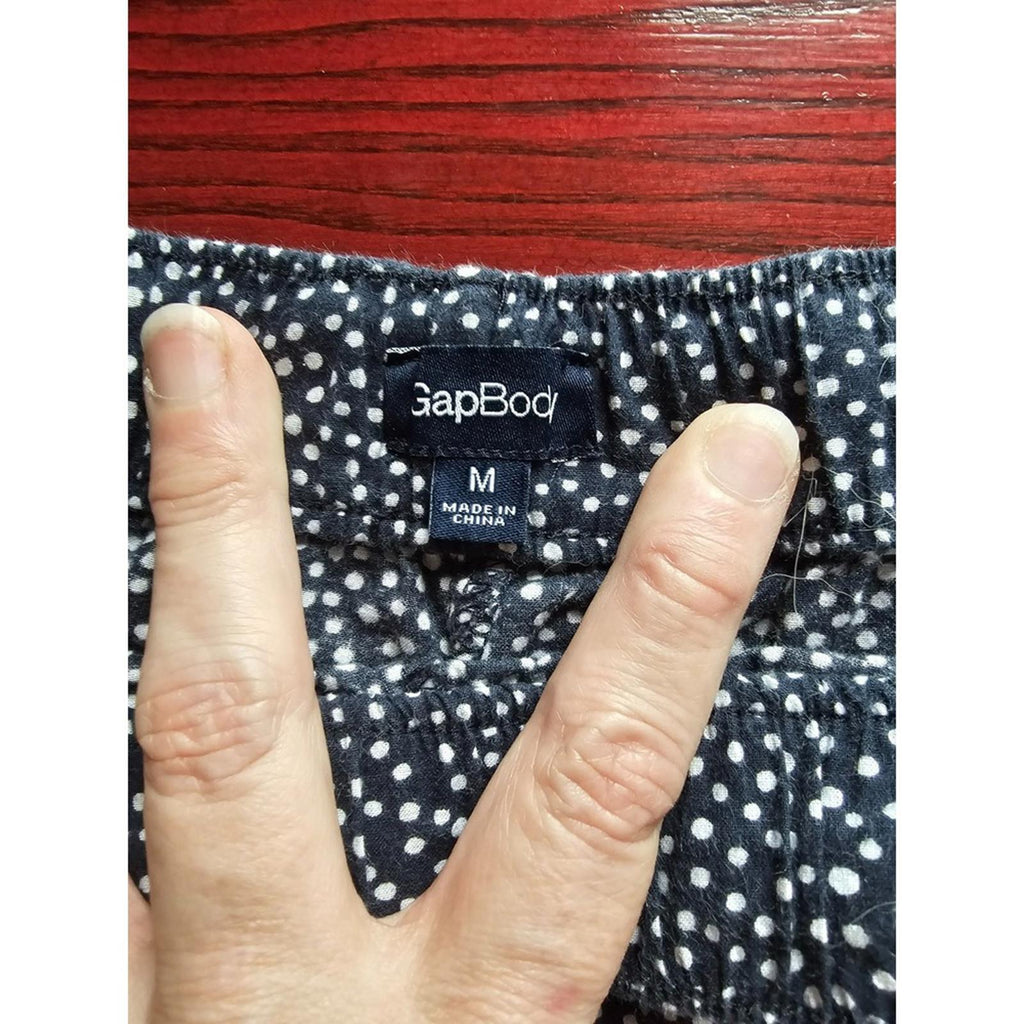 GapBody Navy Lounge Shorts Medium White Polka Dots Drawstring Waist